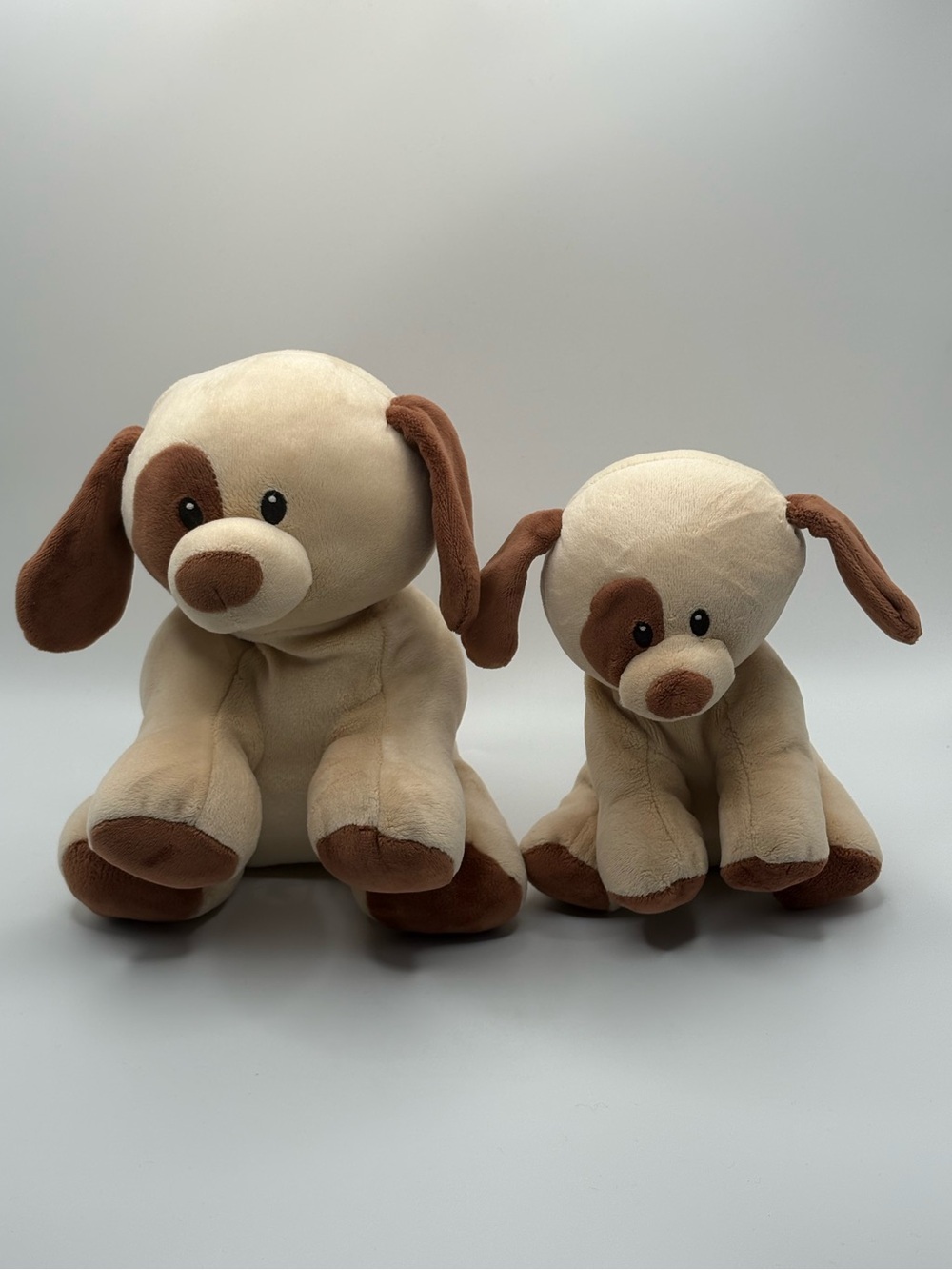 Lot Of 2 Bumpkin Puppy Dogs Plush Beanbag Stuffed Animal Toy Brown Tan 6” And 8”
